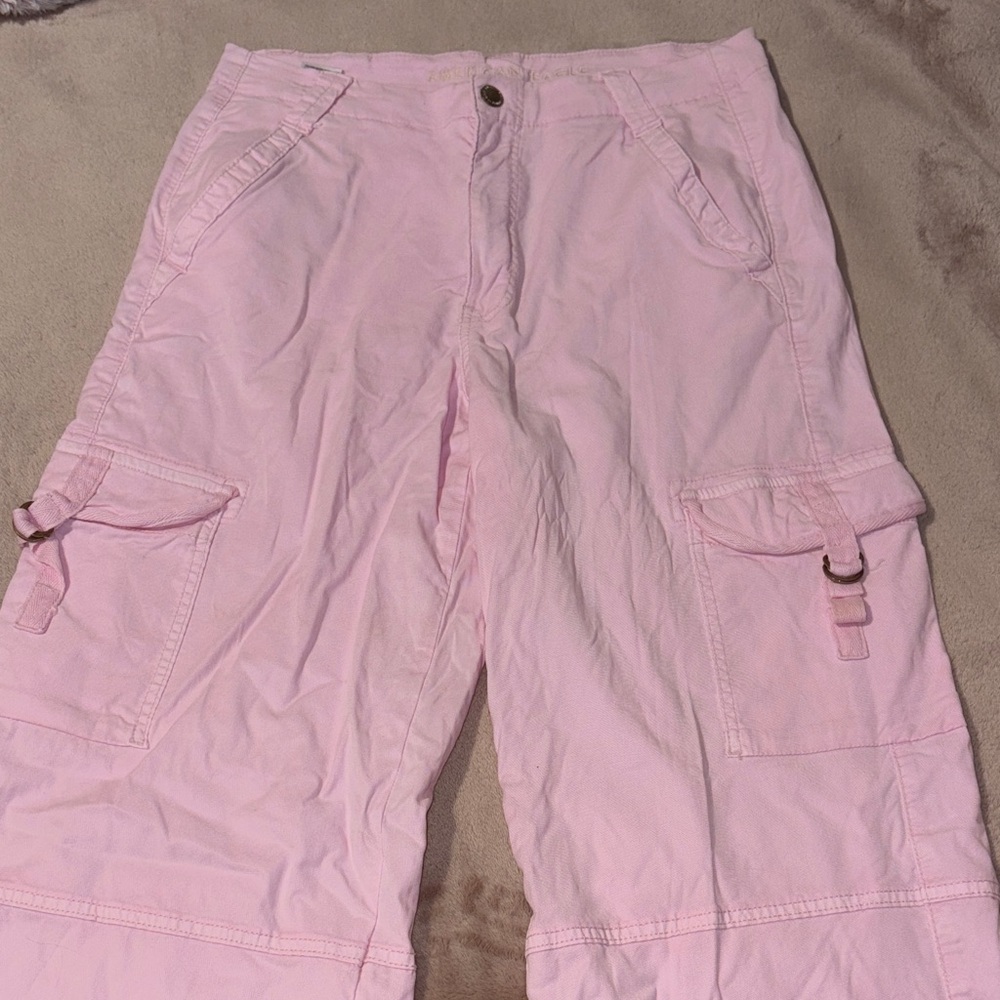 American Eagle Size 8 Super High Rise Baggy Wide Leg Stretch Cargo Pants